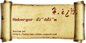 Heberger Ádám névjegykártya